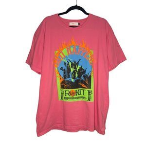 ROKIT Men’s Large Sh*t Happens Pink T-Shirt Cotton Graphic Tee Deadstock